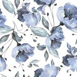 CRIMSON DECORS 400 x 45 CM Blue Petunia Portrait Adhesive Wallpaper for Hall Living Room Peel and Stick Vinyl Wallpaper - 9 SQFT Approx