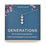 Generations Necklace - Sterling Silver Three Hearts Infinity Gene Necklace for Grandma Mom Granddaughter, Birthday Jewelry Mothers Day Gift