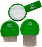 Lice Combs| Head Lice Professional Metal Set of 2 for Long & Short Hair | Efficient Lice and Nit Removal | Easy to Use. FREE MAGNIFYING GLASS INCLUDED