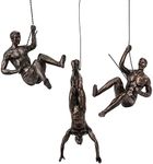 Set of 3 Climbing Men Man Wall Art Decor Sculpture by Gute (Set of 3) - Perfect Home Decor Gift, Climbing Man Wall Art Sculpture Decoration Statue Figurine Home & Office Rock Gifts