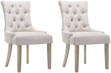 Artiss 2 x Dining Chairs, French Provincial Fabric Wooden Dining Chairs, Beige