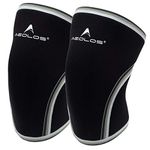 Knee Sleeves (1 Pair)，7mm Compression Knee Braces for Heavy-Lifting,Squats,Gym and Other Sports (Large, Black)