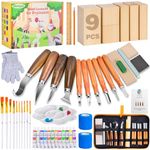 Olerqzer Wood Carving Tools Kit for Beginners, 12-in-1 with Knives, Basswood, Gloves, Sharpener (Style 1)