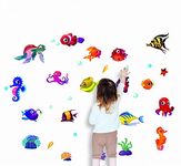 Studio Curate PVC Vinyl Underwater Creatures Wall Sticker Baby Room, Kids Room, Bathroom - (120 x 72cm) (Multicolor)