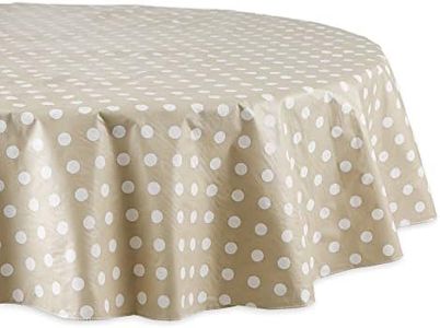 J & M Home Fashions Polka Dot Round Vinyl Tablecloth, 70'