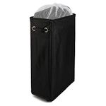 Caroeas Laundry Hamper, Rolling Laundry Basket Collapsible Tall Slim Laundry Hamper with Washable & Breathable Mesh Liner Waterproof & Dustproof Laundry Cart on Wheels (Black)