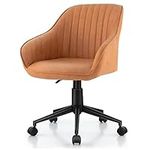 COSTWAY Leather Home Office Chair, 