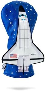 Pins & Aces NASA Head Cover - Premium, Hand-Made Leather Headcover - NASA Space Shuttle, Tour Quality Golf Club Cover - Style and Customize You Golf Bag (Driver)