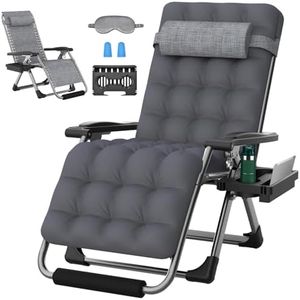 ZENPETIO 29In XL Zero Gravity Chair w/Cushion, Zero Gravity Recliner Lounge Chair for Indoor and Outdoor, Reclining Camping Chair for Lawn, Anti Gravity Chair with Cup Holder and Footrest, 440LBS