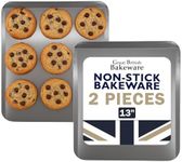 Samuel Groves 33cm Slide Off Baking Cookie Sheet Tray Pack of 2, Baking Sheet, Baking Tray, Roasting Tray, Bakeware, Biscuit/Ginger Bread Sheet Superior Double Coated Non Stick, Made in England