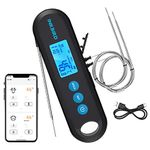 328ft Bluetooth Meat Thermometer with 2 External Probes, Inkbird 3 in 1 Instant Read Meat Thermometer IHT-2PB, Rechargable Digital Food Thermometer for Kitchen, Cooking, Smoker, BBQ, Candy, Oven