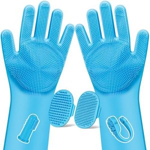 6PCS Grooming & Bath Supplies for Dogs, Cats | Dog Washing Gloves | Dog Bath Brush | Dog Shower Brush | Pet Grooming Gloves | Dog Grooming kit | Pet Supplies for Showerhead & Sprayer (Light Blue)