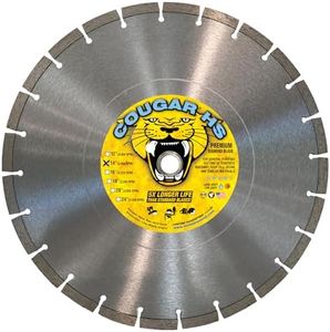 Delta Diamond Cougar HS 14 inch Diamond Blade, Premium, Segmented, General Purpose Dry or Wet Cutting of Concrete, Block, Paver, Brick (14" X 1"-20mm Arbor)