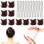 Hair Nets for Buns, 20Pcs Hair Bun Nets Brown with 20Pcs U Shaped Hair Pins for Buns, Hair Bun Net Set Elastic Edge Mesh Invisible Ballet Hair Net for Girls Women