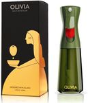 FLAIROSOL Olivia Oil Sprayer for Cooking, 200ml Glass Olive Oil Sprayer, Continuous Cooking Spray Dispenser with Portion Control for Kitchen, Air Fryer, Salad(Green Bottle, Gold Print)
