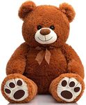 HollyHOME Teddy Bear Stuffed Animal Plush Giant Teddy Bears with Footprints Big Bear 36 inch Brown