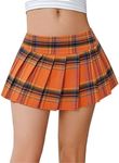 Avidlove Mini Pleated Skirts for Women Mini Plaid Skirt Orange XS