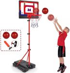 Kids Basketball Hoop Adjustable Height 3.5 ft-6.2 ft Indoor & Outdoor Portable Toddler Basketball Goal with Ball Pump Yard Games Coolest Toys for Boy Girl Age 2-4-6-8 First Playset