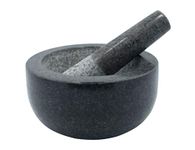 Kota Japan Large Black Granite Mortar & Pestle Natural Stone Grinder for Spices Seasonings Pastes Pestos and Guacamole