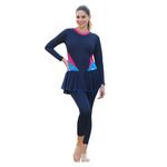 ROVARS Female Swimwear One Piece Poly Spandex Padded Full Body Suit Navy Blue L