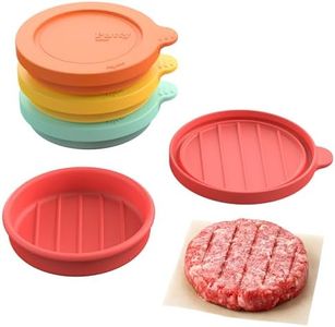 Kayaso Silicone Burger Patty Mold Set with Lid, Nonstick Burger Press for 1/4 lb Patties, Food-Grade Patty Maker for Beef, Chicken & Veggie Burgers, Food Freezer Container, 4 Pack