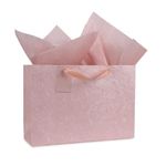 KidsyWinsy Pack Of 5 Pastel Pink Gift Bags (Large,16 * 5 * 11 Inches) With Tissue & Thank You Card-Paper Diwali Gift Bags | Festive Goodie Bags | Carry Bags For Birthday, Wedding, Anniversary