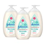 JOHNSON'S Baby Cottontouch Face & Body Lotion Multipack – Ultra-Light Moisture for Newborns – Blended with Real Cotton – pH Balanced for Sensitive Skin – 3 x 500ml