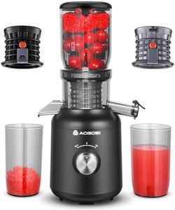 Cold Press Juicer, Aobosi 4.1"Large Feed Chute Masticating Juicer Machines w/ 2 No-Metal Filters, for Whole Vegetable and Fruit, Easy Clean w/Brush, Quiet Powerful Motor for Smooth Extraction (Black)