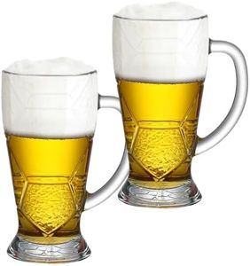 2 Pack Large Glass Beer Cups,620ML Glass Beer Mug with Handle,Beer Mugs Set,Beer Glasses for Freezer for Freezer, Bar, Cocktail, Alcohol, Beverages
