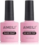 AIMEILI Gel Nail Polish No Wipe Top and Base Coat Set, Shine Finish and Long Lasting, Soak Off Gel Nail Lacquer - 2 x 10ml