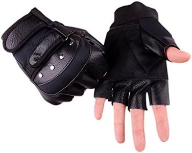 Steampunk Gothic Gloves Mens Vintage Geuuine Leather Captain Fingerless Mittens, A Black, One Size