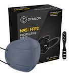 DYBALON N95 Mask for Men & Women - Approved by Bureau of Indian Standards and ISO Standards (With Head Mask Extender) (Grey) (Pack of 10)