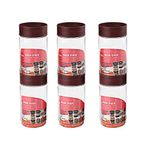 CELLO Modustack Stackable Container Set | PET Plastic Jar with Air Tight Lid | For Storage of Food, Pulses, Spice, Cereals, Cookies, Dry Food | 1000ml | Set of 6, Maroon