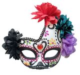 Coolwife Women's Masquerade Mask Mexican Day Of The Dead Sugar Skull Masque Fancy Dress (Purple/White/Black)