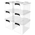 Cetomo 72Qt*6 Plastic Storage Bins, Lidded Tote Storage Box with Handle, Stackable, Clear, 72Quart, 6 Pack