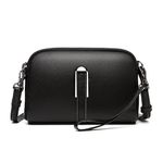 ketmart Small Crossbody Purse for Women Fashion Two zipper pocket Handbag with Colored Shoulder Strap(Color_Black)