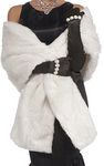 Forum Novelties Vintage Hollywood Faux Mink Stole, White, One Size