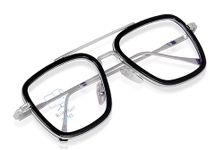 IFLASH Blue Light Blocking Blue Cut Zero Power anti-glare Retro Square Eyeglasses, Tony Stark Frame for Eye Protection from UV by Computer/Tablet/Laptop/Mobile (Silver-Clear)