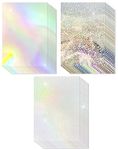 Cinvo 30 Pack Metallic Holographic Card Stock Shiny Iridescent A4 Thick Cardstock Mirror Paper Sheets Reflective Board for Cardmaking Scrapbook Poster Cardboard Party Decor DIY(8.5" x 11”, 3 Designs)