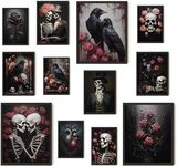 97 Decor Romantic Gothic Wall Art - Goth Wall Decor, Floral Gothic Decor For Bedroom, Goth Wall Art Prints, Dark Raven Skull Poster, Moody Halloween Decor Aesthetic Picture for Home (8x10 Unframed)