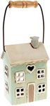 Village Pottery Small Pale Blue House Heart Tealight Lantern Holder