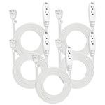 Aurum Cables 10-Feet 3 Outlet Extension Cord Indoor/Outdoor Extension Cord 16AWG 5 Pack - White - UL Listed