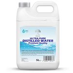 Distilled Water 100% Pure Premium Quality - Ideal for CPap, Irons, Humidifiers, Cleaning, Engines and more - Made in the UK (5 Litre)