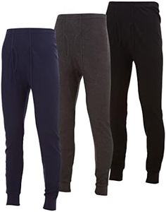 Mens Thermal Long John Pants - Thermal Bottom Base Layer for Tshirts & Jackets - Lightweight Thermal Underwear Mens - 3 Pack
