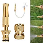 LACOSSI MART Brass High Pressure Hose Nozzle Adjustable Water Spray Gun with Clamp for Car Motorbike and Any Vehicle Cleaning, Gardening, Washing 2024 New (SMALL)