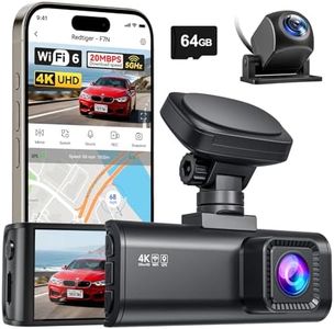 REDTIGER F7N 4K Dual Dash Cam with 64GB Card, Built-in WiFi GPS Front 4K/2.5K and Rear 1080P Dual Dash Camera for Cars,3.18 inch Screen,170° Wide Angle, Parking Monitor, Support 256GB Max