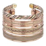 HindCraft Copper Bracelets For Women And Men Set Of 4 Adjustable Bangle Yoga Copper Jewelry Spiritual Meditation Ideal Gift For Him & Her