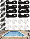 24 PCS Pool Solar Cover Reel Attachment Kit, Solar Cover Reel Blanket Straps Kit for Universal in Ground Pool, including 8 Adhesive Nylon Straps and 8 Cord Plates, 8 Buckles, Swimming Pool Accessories