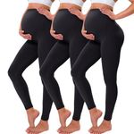 VALANDY Maternity Leggings Over Bump Buttery Soft Belly Support Stretchy Adjustable High Waisted Pregnancy Pants Yoga Pajama Black