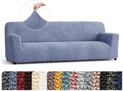 PAULATO BY GA.I.CO. Sofa Slipcover - Stretch Couch Cover - Stylish Cushion Sofa Cover - Soft Polyester Fabric Slip Cover - 1-Piece Form Fit Washable Protector for Pet - Microfibra Collection - Blue